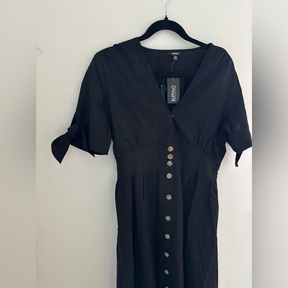 Buffalo Mariposa Tied V-Neck Button-Front Midi Dress NWT - Picture 5 of 14